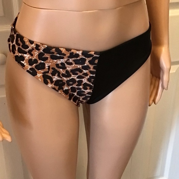 Shein Womens 2pc Colorblock Leopard Print Ladder Trim Bikini Set Size Large - Picture 3 of 6